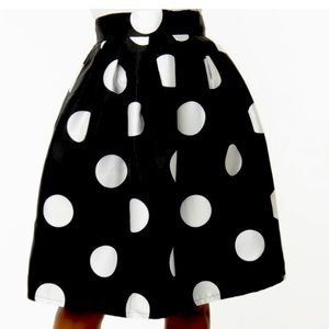 1950s Black & White Polka Dot Gathered Swing Skirt